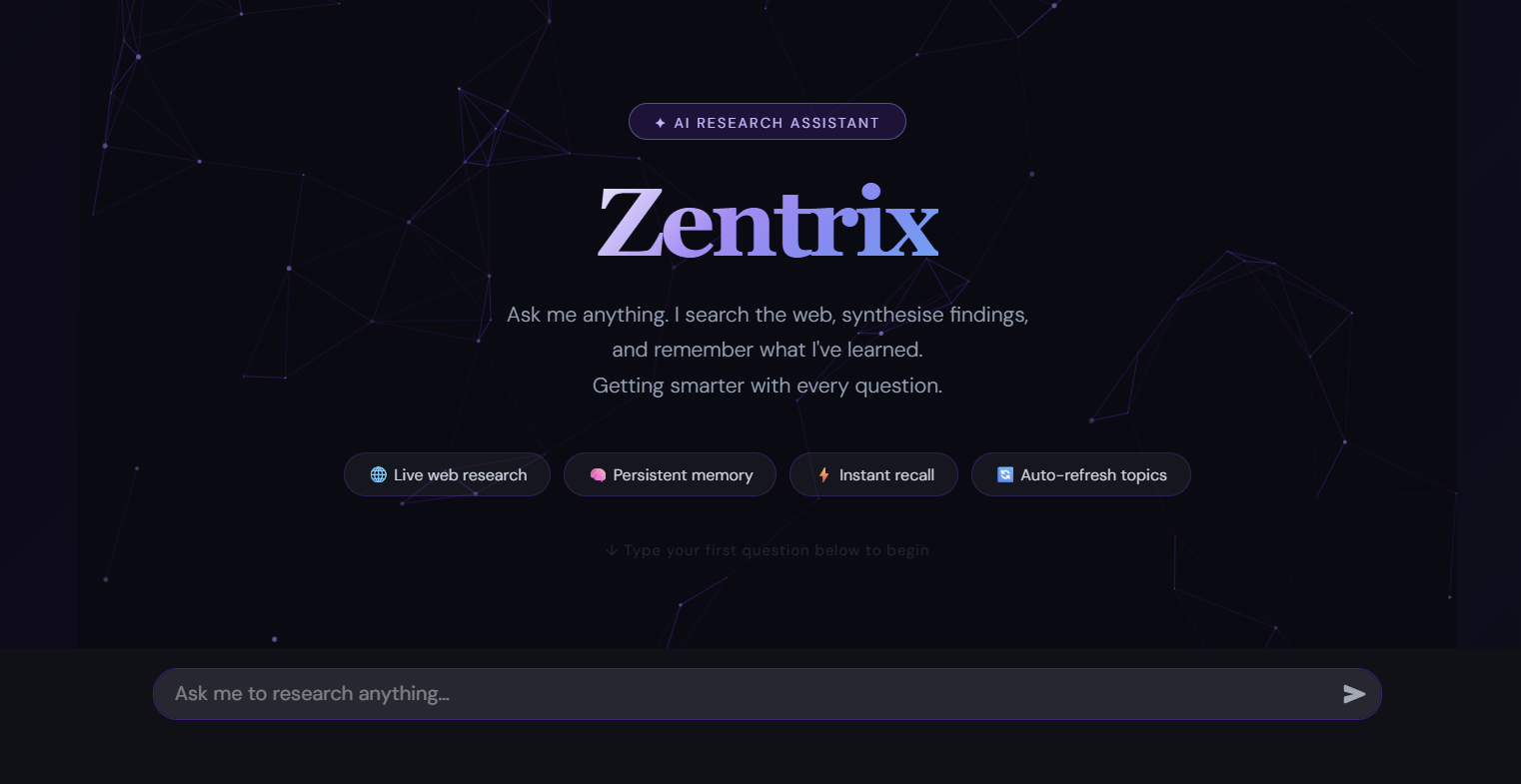 Zentrix AI Research Assistant